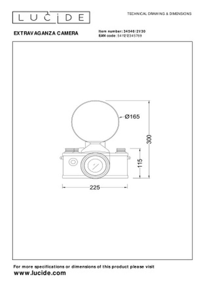 Lucide EXTRAVAGANZA CAMERA - Stolná lampa - 1xE14 - Čierna